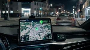 Best car GPS tracker in Pakistan displaying live satellite tracking and anti-theft telemetry.