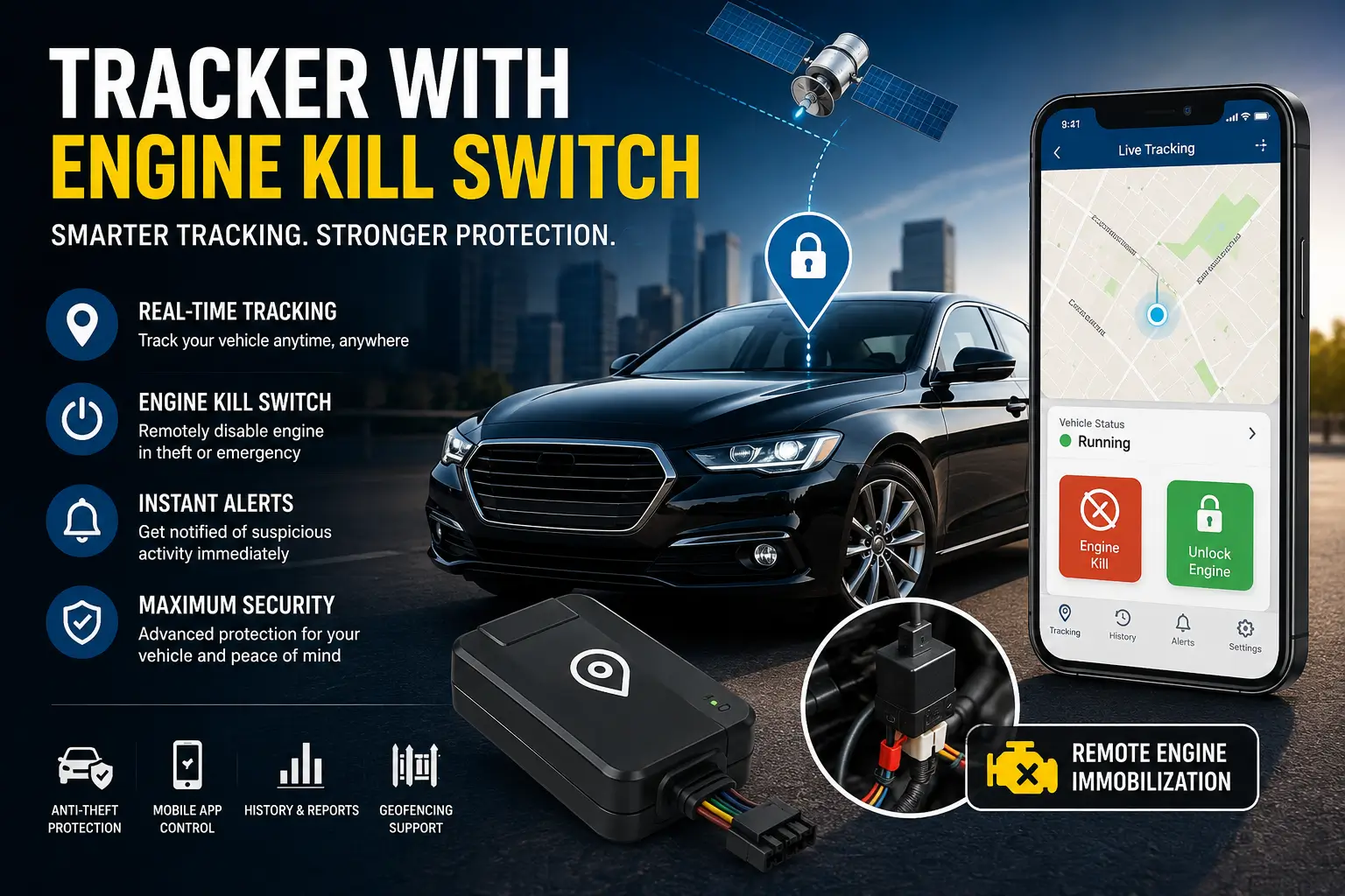 tracker with engine kill switch