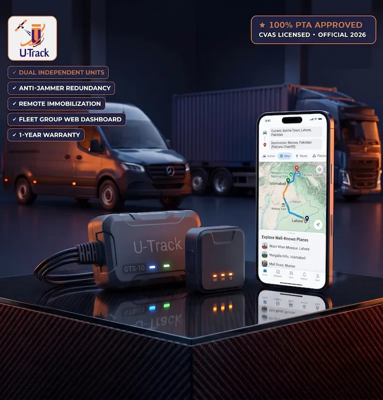 Fleet Tracker in Pakistan - UTrack Double Tracker Network Dual Device Fleet Security