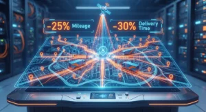 Route Optimization Software Map Showing Reduced Mileage and Delivery Time